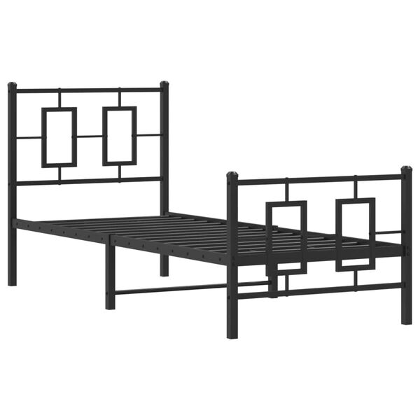 vidaXL Cadre de lit métal sans matelas avec pied de lit noir 75x190 cm