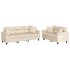 vidaXL Ensemble de canap&eacute;s 2 pcs avec coussins Beige Tissu microfibre