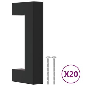 vidaXL Poign&eacute;es d'armoire 20 pcs noir 64 mm acier inoxydable