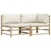 vidaXL Salon de jardin 2 pcs avec coussins blanc cr&egrave;me Bambou