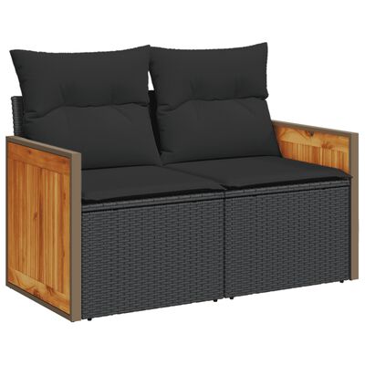 vidaXL Salon de jardin avec coussins 13 pcs noir résine tressée