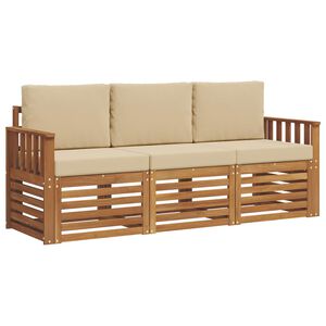 vidaXL Ensembles de canap&eacute;s 3 pc Naturel et Beige Bois d'Acacia Massif