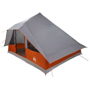 vidaXL Tente Tipi avec toit Gris et orange 364 x 281 x 257 cm taffetas