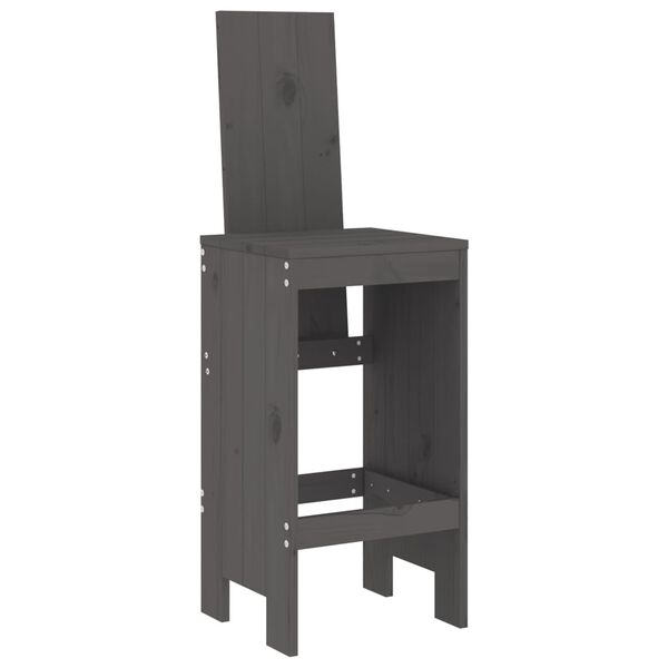 vidaXL Ensemble de bar de jardin 3 pcs gris bois de pin massif