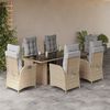 vidaXL Ensemble &agrave; manger de jardin coussins 7 pcs m&eacute;lange beige rotin