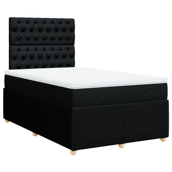 vidaXL Sommier &agrave; lattes de lit avec matelas Noir 120x200 cm Tissu