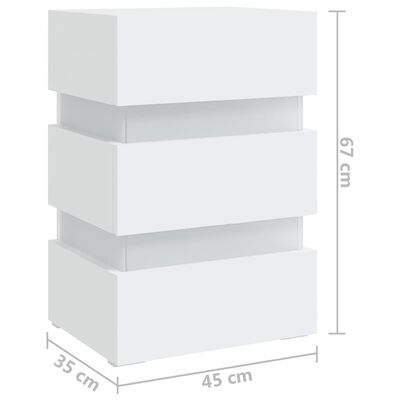 vidaXL Table de chevet à LED Blanc 45x35x67 cm Bois d'ingénierie