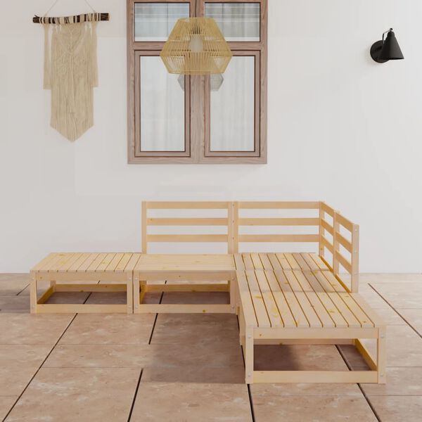 vidaXL Salon de jardin 5 pcs Bois de pin massif
