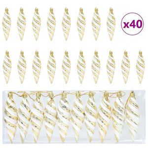 vidaXL Boule en forme de spirale de No&euml;l 40 pc Dor&eacute; 3 x 11 cm