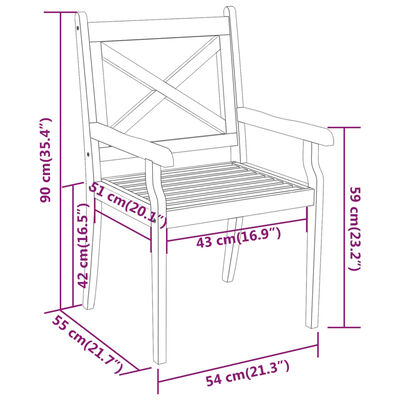 vidaXL Ensemble à manger de jardin 7 pcs Bois d'acacia solide