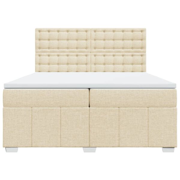 vidaXL Sommier &agrave; lattes de lit avec matelas Cr&egrave;me 200x200 cm Tissu