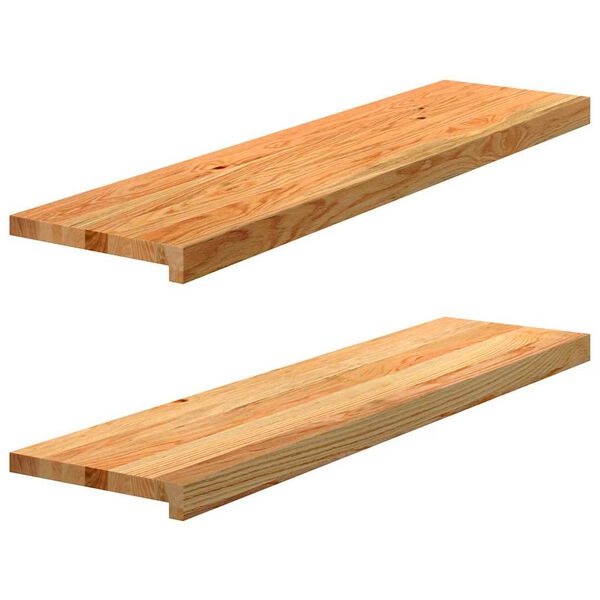 vidaXL Marches d'escalier 2 pcs marron clair 100x25x2 cm ch&ecirc;ne massif