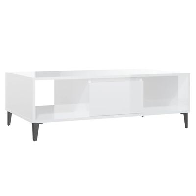 vidaXL Table basse Blanc brillant 103,5x60x35 cm Aggloméré