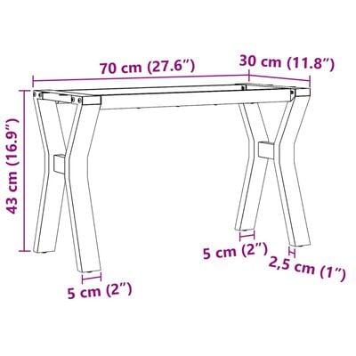 vidaXL Pieds de table basse cadre en Y 70x30x43 cm fonte