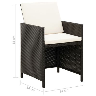 vidaXL Jeu de chaise et tabouret de jardin 4 pcs Résine tressée Noir