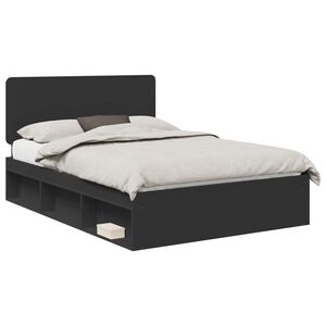 vidaXL Cadre de lit Noir 160 x 200 cm Bois de pin massif