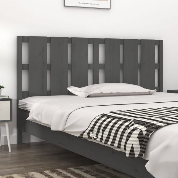 vidaXL T&ecirc;te de lit Gris 185,5x4x100 cm Bois massif de pin