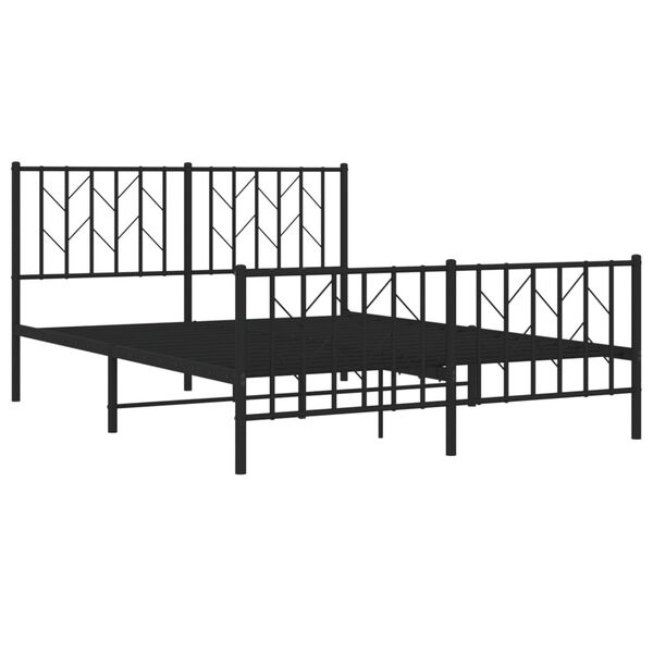 vidaXL Cadre de lit m&eacute;tal sans matelas avec pied de lit noir 140x200cm