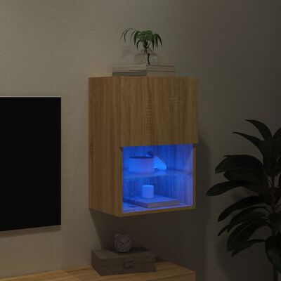 vidaXL Meuble TV avec lumières LED chêne sonoma 40,5x30x60 cm