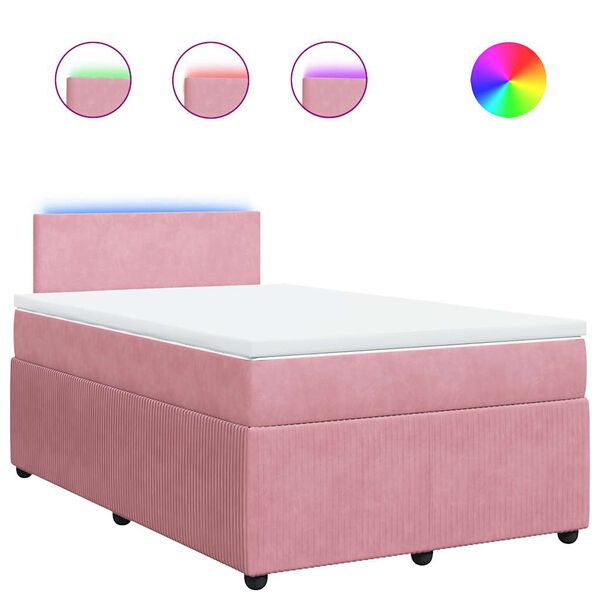 vidaXL Sommier &agrave; lattes de lit avec matelas rose 120x190 cm velours