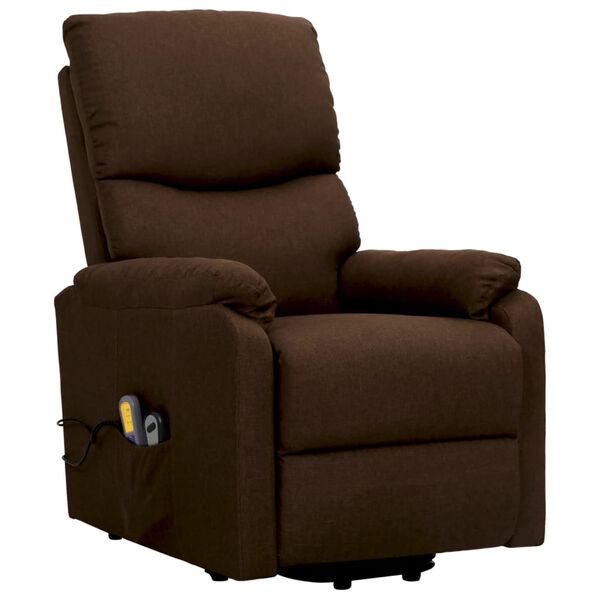 vidaXL Fauteuil de massage Marron fonc&eacute; Tissu