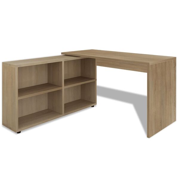 vidaXL Bureau d'angle 4 &eacute;tag&egrave;res ch&ecirc;ne