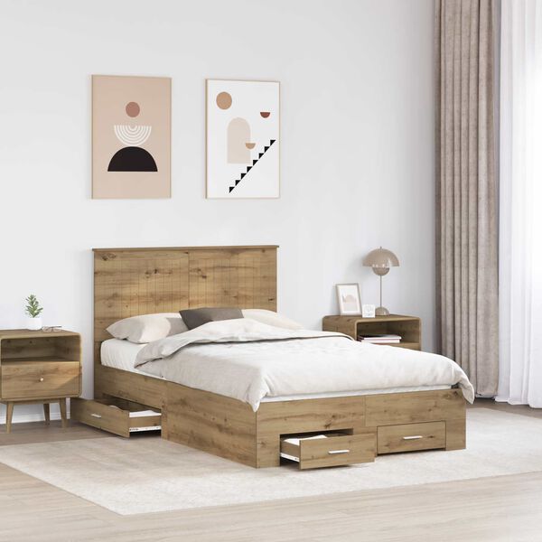 vidaXL Cadre de lit Ch&ecirc;ne artisanal 120 x 190 cm Bois d'ing&eacute;nierie