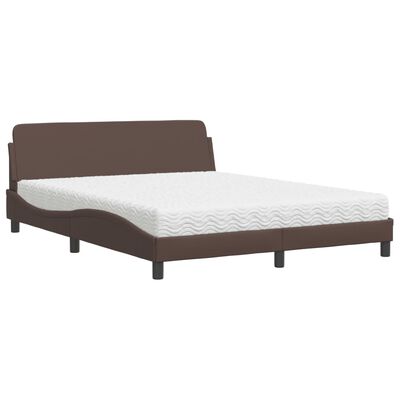 vidaXL Lit avec matelas marron 160x200 cm similicuir