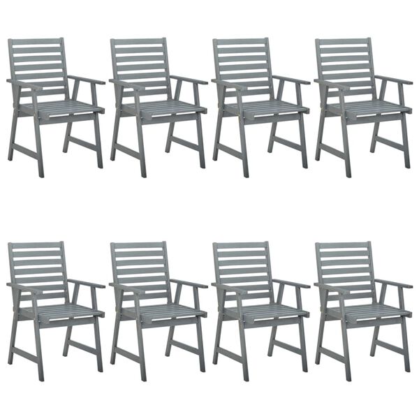 vidaXL Chaises &agrave; manger d'ext&eacute;rieur et coussins lot de 8 Acacia massif