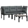 vidaXL Salon de jardin 4 pcs noir et gris r&eacute;sine tress&eacute;e