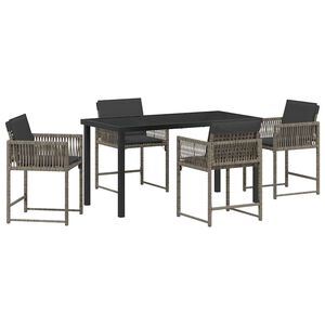 vidaXL Ensemble de salle &agrave; manger pour jardin 5 pcs Gris polyrotin