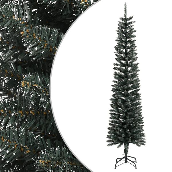 vidaXL Sapin de No&euml;l artificiel mince avec support Vert 240 cm PVC
