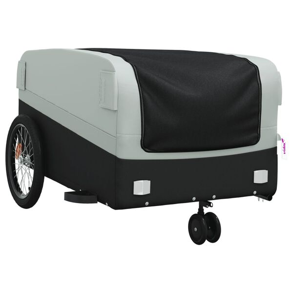 vidaXL Remorque de v&eacute;lo noir et gris 45 kg fer