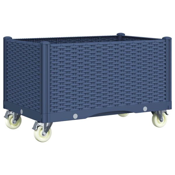 vidaXL Jardini&egrave;re &agrave; roulettes bleu gris 80x50x54 cm PP