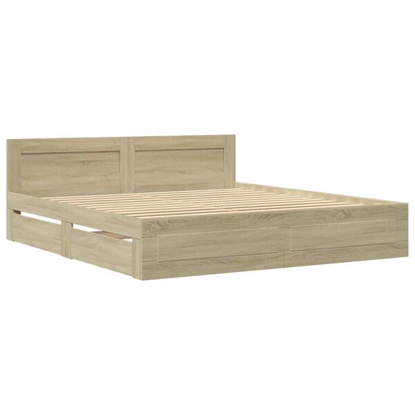 vidaXL Cadre de lit t&ecirc;te de lit sans matelas ch&ecirc;ne sonoma 200x200 cm