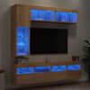 vidaXL Ensemble de meubles TV muraux 7pcs et lumi&egrave;res LED ch&ecirc;ne sonoma