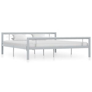 vidaXL Cadre de lit sans matelas gris et blanc m&eacute;tal 180x200 cm