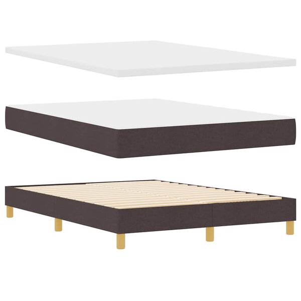 vidaXL Lit &agrave; ressorts avec matelas Marron fonc&eacute; et Blanc tissu