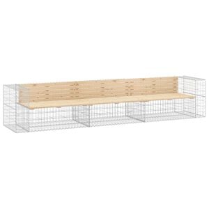 vidaXL Banc de jardin design gabion 347x71x65,5 cm bois massif de pin