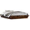 vidaXL Cadre de lit avec LED sans matelas ch&ecirc;ne fum&eacute; 160x200 cm