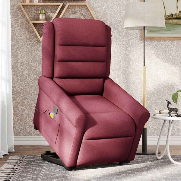 vidaXL Fauteuil inclinable de massage Rouge bordeaux Tissu