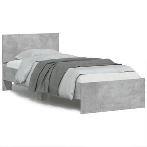 vidaXL Cadre de lit sans matelas avec t&ecirc;te de lit gris b&eacute;ton 75x190 cm