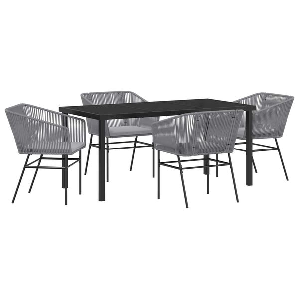 vidaXL Ensemble de salle &agrave; manger pour jardin avec coussin 5 pcs Gris