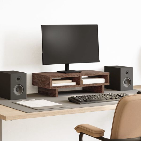 vidaXL Support de moniteur ch&ecirc;ne marron 50x27x15 cm bois d'ing&eacute;nierie