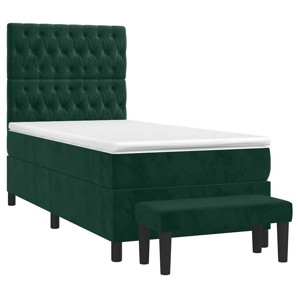 vidaXL Sommier &agrave; lattes de lit avec matelas Vert fonc&eacute; 90x200 cm