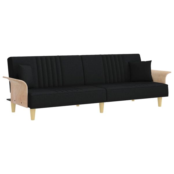 vidaXL Canap&eacute;-lit avec accoudoirs noir tissu