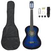 vidaXL Jeu de guitare classique pour d&eacute;butants 8 pcs bleu 1/2 34"