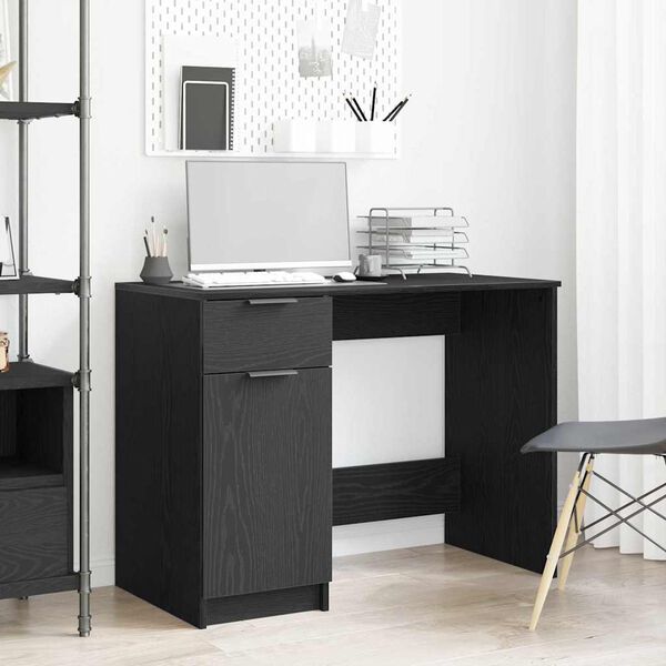vidaXL Bureau avec porte Chêne noir 100 x 50 x 75 cm Bois d'ingénierie
