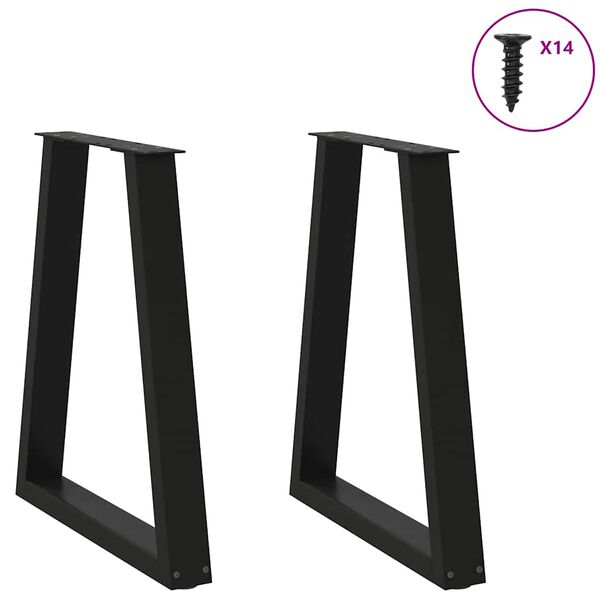 vidaXL Pieds de table à manger en V 2 pièces Noir 50x(72-73,3) cm Acier