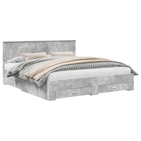vidaXL Cadre de lit Gris b&eacute;ton 180 x 200 cm Bois d'ing&eacute;nierie